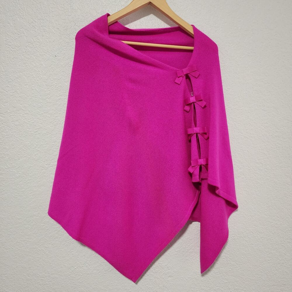 Lilly Pulitzer Harp Cashmere Wrap Bow Fuchsia Pink Poncho Shawl NWT Preppy